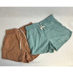 Everyday Cotton-Blend Drawstring Women's Shorts - Tan & Teal